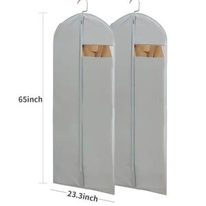 65x23 inches plastic zipper garment dress bag with hanger
